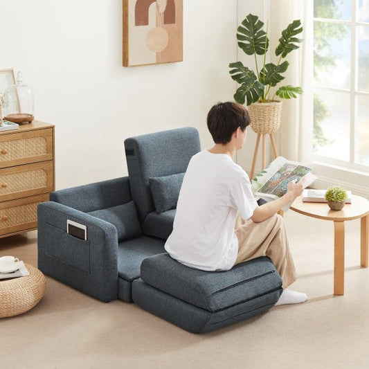 2 seater sofa ソファ 2人掛け 収納付き ファブリック 両側に肘掛け付き 木脚外し可能 ローソファ コンパクト ひとり暮らし カウチソファー - AL AZLAN SHOP alazlanshop
